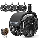 Sytopia 5er Set Bürostuhl Rollen 11x22MM, Große Gummirollen für Bürostühle, Perfekte Rollen für Teppich, Hartboden, Parkettböden, Bürostuhlrollen ersetzen Bodenmatten (Schwarz, Nicht für 1KEA)