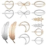 Metall Haarspange 14 Stück Damen Süße Haarschmuck Hair Clip für Hochzeit Party Mädchen Geschenk, Gold und Silber