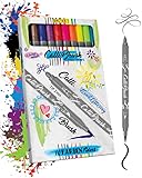 Online 19051 Calli.Brush 10er Set Handlettering Brush-Pen, Pinsel-Stifte Set, Kalligraphie-Set, Pens mit Calligraphie-Spitze und Pinsel-Spitze für Bullet Journaling, Wasserfarben, Geschenkbox