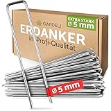 GARDELI® Anti-Rost Erdanker (Ø 5 mm) für extrem harte Böden – Unglaublich stabiler, verzinkter Stahldraht (rostfrei) – Profi Bodenanker – 20 cm lang, 3 cm breit (40 St)