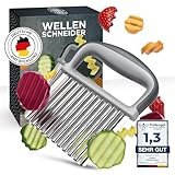 Edelfeld Wellenschneider für Pommes, Obst & Gemüse [TESTSIEGER] - Spülmaschinengeeignetes Wellenmesser - Riffelmesser für Erwachsene & Kinder - Solides Wellenschnittmesser aus Edelstahl - Für BLW