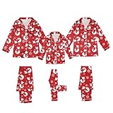 Passende Weihnachtspyjama-Sets für die Familie Damen Herren Pyjamas Langärmelige Nachtwäsche Feiertags-Lounge-Sets(A41 Red,3X-Large)