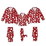 Passende Weihnachtspyjama-Sets für die Familie Damen Herren Pyjamas Langärmelige Nachtwäsche Feiertags-Lounge-Sets(A36 Red,A05)