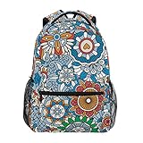 Jumpbear Kinder-Rucksack im Mandala-Stil, für Reisen, Laptop, Mittelschule, Studenten, Segeltuch, leicht, modisch, Business, wasserdicht, Schultertasche, Tagesrucksack für Damen Herren Jungen Mädchen