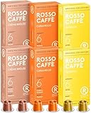 ROSSO CAFFÈ Kaffeekapseln - Kompatibel mit Nespresso Maschinen - 60 Aluminium Kaffeepads, süße Geschmackspackung, 3 Köstliche Kaffeearomen - 100% Recycelbare Kapseln