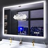 S'bagno Badspiegel-mit-Beleuchtung 100x70cm, Badezimmer-Spiegel-mit-Beleuchtung und Entfoggen, Bluetooth, 3 Farbtemperaturen, IP44-Led-Spiegel-Bad mit Speicherfunktion, Horizontal/Vertikal