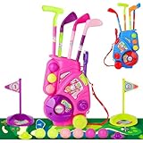 deAO Golf Set Spielzeug für Kinder Inkl, Golf Puttingmatte, 4 Golf Putter 60CM, 6 Golfbälle, Toddler Putting Spielzeug, Indoor Outdoor Spielzeug Geburtstagsgeschenke für Jungen Mädchen 3 4 5 6 Jahre