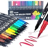 Dual Brush Pen Set: Filzstifte 24 Farben Pinselstifte Marker Fineliner Set Aquarell Farben Für Bullet Journal, Malbücher, Handlettering, Manga Kalligraphie stifte Malstifte Für Kinder und Erwachsene