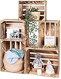 LAUBLUST Vintage Holzkisten 5er Set Geflammt - 50x40x30cm / 40x30x25cm | Weinkisten & Obstkisten | Deko- & Möbelkisten