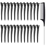 MELLIEX 24 Stück Haarclips Entebill Haarspange Combi-Clip Haarklammern Abteilklammern Friseurbedarf Stahl Haarclips Alligator Metall Curl Clips Schwarz