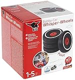 BIG - Bobby Car Whisper Wheels - Flüsterräder für Rutscher Autos, Reifen-Set mit Befestigungsclips und Montageanleitung, für Kinder ab 1 Jahr, Schwarz