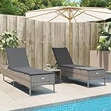 Somanki Sonnenliegen mit Auflagen 2 STK. Grau Poly Rattan, Gartenliege, Liegestuhl, Sonnenstuhl, Sonneninsel Outdoor, Liegen, Gartenmöbel, Bäderliege, Relaxliege - 3261589