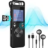 80G Digitale Diktiergeräte,Aufnahmegerät mit 720° Surround-Mikrofon Voice Recorder 3072 Kbps HD-Aufnahme Aufnahmegerät 1000 Stunden Audio Recorder Mobile Rekorder mit Passwort für Unterricht, Meetings