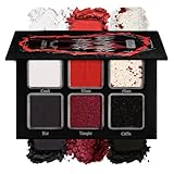 DE'LANCI Schwarzer Roter Lidschatten Palette,Rot White Dark Grey Goth Smoky Eyeshadow Palette,6 Farben Matte Shimmer Burgundy Metallic Halloween Makeup Palette für Zombie Vampir Clown