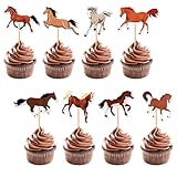 JJUNW Pferd Cupcake Topper, 16 Stück Pferd Cupcake-Topper mit Pferdemotiv, Cake Topper Pferde Deko Geburtstag Pferde Kuchen Deko Pferd Themen Party Deko für Babyparty Kindergeburtstag Party Supplie