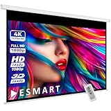 ESMART Economy EXM Motor-Leinwand 277 cm Bild 240 x 135 cm (108') | Format 16:9 | Fernbedienung | Heimkino elektrische Beamer Projektionsleinwand Motor Leinwand LCD