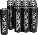 POWEROWL Akku AA 2800mAh AA Akku Wiederaufladbare 16 Stück (Geringe Selbstentladung, 1200 Zyklen) 1.2v NI-MH Wiederaufladbar AA Batterien