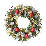 Generisch Weihnachtskranz,Adventskranz,Türkranz Weihnachten außen und innen,mit Weihnachtskugeln,Beeren und Tannenzapfen Weihnachtsdeko Christmas Decorations