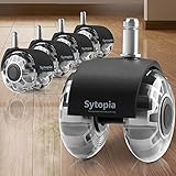 Sytopia Bürostuhl Rollen 11mm x 22 mm, 5er Set Rollen für Bürostühle, Super Leise und Weiche für Hartböden, Parkett, Teppich, Laminat, Keine Bodenschutzmatte Nötig (Passt nicht für 10mm Stift)