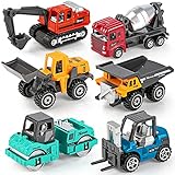 YIMORE Mini Lastwagen Autos für Jungs Bunt Baufahrzeuge Spielzeug Geschenkset für Kinder ab 3 Jahren (6 pcs)