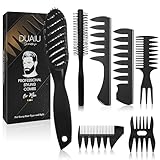 Kamm Männer Styling Set,DUAIU Haarbürste Herren Styling Set 7 Stück,Rundbürste,Gebogene belüftete Haarbürste,Kamm Grobzinkig,Texturkamm zum Föhnen,Glätten,Entwirren,Frisieren