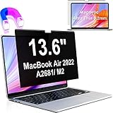 IPROKKO Blickschutzfilter MacBook Air 13,6 Zoll (M2/2022), Magnetischer Anti Glare Blaulicht Mac 13,6 Blickschutzfolie Sichtschutz Sichtschutzfilter Sichtschutzfolie Laptop MacBook Folie