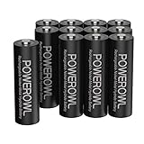 POWEROWL AA Akku 2800mAh Wiederaufladbar Batterien AA 12 Stück (Geringe Selbstentladung, 1200 Zyklen) 1.2v NI-MH Akku AA Batterien