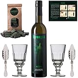 Absinth Set Strong68 | Original Absinth mit Wermut/Thujon | 2x Absinth Gläser / 2x Absinth Löffel / 1x Absinth Zuckerwürfel | (1x 0,5 l)