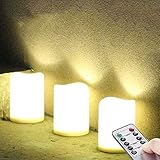 3 Outdoor Stück LED im Freien Wasserdichte Kerzen, Batteriebetriebene Plastikkerze mit Fernbedienung / Timer-Funktion (Warmweißes Licht) - 7,5cm X 10cm