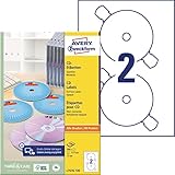 AVERY Zweckform L7676-100 selbstklebende CD-Etiketten (200 blickdichte CD-Aufkleber, Ø 117mm auf A4, SuperSize, Papier matt, bedruckbare Klebeetiketten für alle A4-Drucker) 100 Blatt, weiß