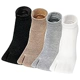 ZAKASA Tabi Socken Damen Zehensocken: Füßlinge Kurzesocken Sneaker Flip Flop Zehensocken Baumwolle Geta Socken Kurze Japanische Zwei-Zehen-Socken, Größe 35-41 Klassisch-4 Paare