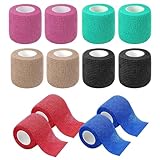 12 Rollen Selbstklebender, Haftbandage Verband,elastische & selbsthaftende, Cohesive Bandage,Geeignet für Stretch-Sportler, Sport, Handgelenk(6 Farben 5cm 4,5m)