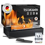 FALKENWERK - Wärmender Tischkamin - Spektakuläres Tischfeuer für Indoor & Outdoor - Bio Ethanol Kamin mit Lagerfeueratmosphäre - Bioethanol Tischkamin - Verbreitet Wärme & Gemütlichkeit - Balkon Deko