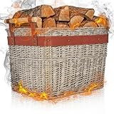 OAKAGE® Holzkorb für Kaminholz Groß aus Weide Kaminholzkorb Feuerholzkorb Brennholzkorb Weidenkorb Kaminkorb | Korb Kaufen