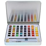 Bediffer Aquarellfarben-Set, hochwertige, professionelle, solide Aquarellfarbe, 48 Aquarellfarben, 48 Farben, langlebig, für Künstler zum Zeichnen