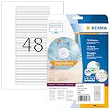 HERMA 5078 CD DVD Etiketten für Jewel Case Hüllen Rücken, 25 Blatt, 114,3 x 5,5 mm, 48 pro A4 Bogen, 1200 Stück, bedruckbar, matt, blanko Papier CD-Box Klebeetiketten, weiß