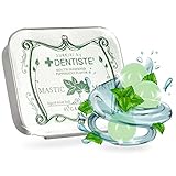 Dentiste LoveMints in der Metall Retro Dose. Frischer Atem in 3 Sekunden. Pfefferminz Bonbons gegen Mundgeruch und Karies. Minze frisch und Mastix Öl als Atemerfrischer. Pfefferminzbonbons