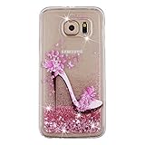 SIYOPINPFY Hülle für Samsung Galaxy S6 Hülle mit Stoßfest, Quicksand Glitzer Flüssigkeit HandyHülle Transparent Silikon Treibsand Schutzhülle für Samsung Galaxy S6 Stöckelschuhe XYA