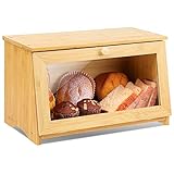 Leader Accessories Brotkasten Bambus Brotbehälter lebensmittelecht Brotaufbewahrung pflegeleicht 39x21x23cm