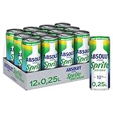 Absolut Vodka Sprite Zero Zitrone-Limette - alkoholhaltiges Mixgetränk ohne Zucker aus Wodka und erfrischendem Zitronen-Limetten-Geschmack in stylischen Einweg Dosen (12 x 250 ml)