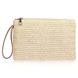 Molain Damen Stroh Clutch Bag Sommer Strand Tasche Handtasche Wristlet Tasche Stroh Clutch Purse Stroh Handtasche für Frauen Mädchen