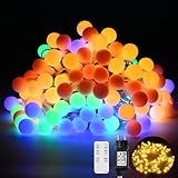 20M 150LEDs Φ18mm Kugel Lichterkette Lichtervorhang Warmweiß RGB, 31V Weihnachtesbeleuchtung mit Timer Memory function 10Modi Lichterkettenvorhang Stimmungslichter Weihnachten IP44