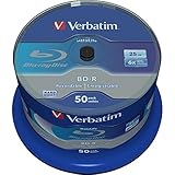 Verbatim BD-R SL Blu Ray Rohlinge, Datalife Blu Ray Disc mit 25 GB Datenspeicher, kompatibel mit Blu Ray Playern und Brennern sämtlicher Hersteller, 50er Pack Spindle