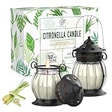 Citronella Kerze, 2 Stücke Citronella Kerze Outdoor im Glas Natürliches Sojawachs, Zitronengras Duftkerzen Retro Dekor - Perfekt für Camping, Grillen, Picknicks, Garten, Schlafzimmer