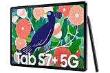 Samsung Galaxy Tab S7+, Android Tablet mit Stift, 5G, 3 Kameras, großer 10.090 mAh Akku, 12,4 Zoll Super AMOLED Display, 256 GB/8 GB RAM, Tablet in Schwarz