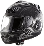 Protectwear H510-11SW-M Motorradhelm, Integralhelm mit Drachendesign, Größe M, Schwarz/Silber