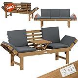 Casaria® Gartenbank Wetterfest Holz mit Tisch 200x50cm Klappbar 320kg Belastbar FSC®-Zertifiziert 3-Sitzer Garten Balkon Holzbank Akazie 3 Personen