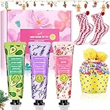 Geschenke für Frauen, Weihnachtsgeschenke Set 3 Weihnachten Handcreme u 2 Paar Kuschelsocken Damen,Handcreme Set Kleine Adventskalender Geschenkset für Freundin Mama Geburtstags Jahrestag Valentinstag