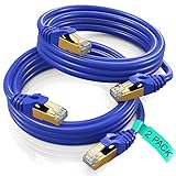 Maximm Cat 7 Ethernet-Kabel, 1,8 m, 2 Stück, LAN-Kabel, Internetkabel und Netzwerkkabel, UTP, Blau