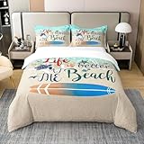 Generic Surfen Bettwäsche 135x200 cm Weich Microfaser Bettwäsche-Sets Hawaii Bettbezug 3D Bettbezüge mit Reißverschluss und 2 Kissenbezug 80x80 cm, E3117